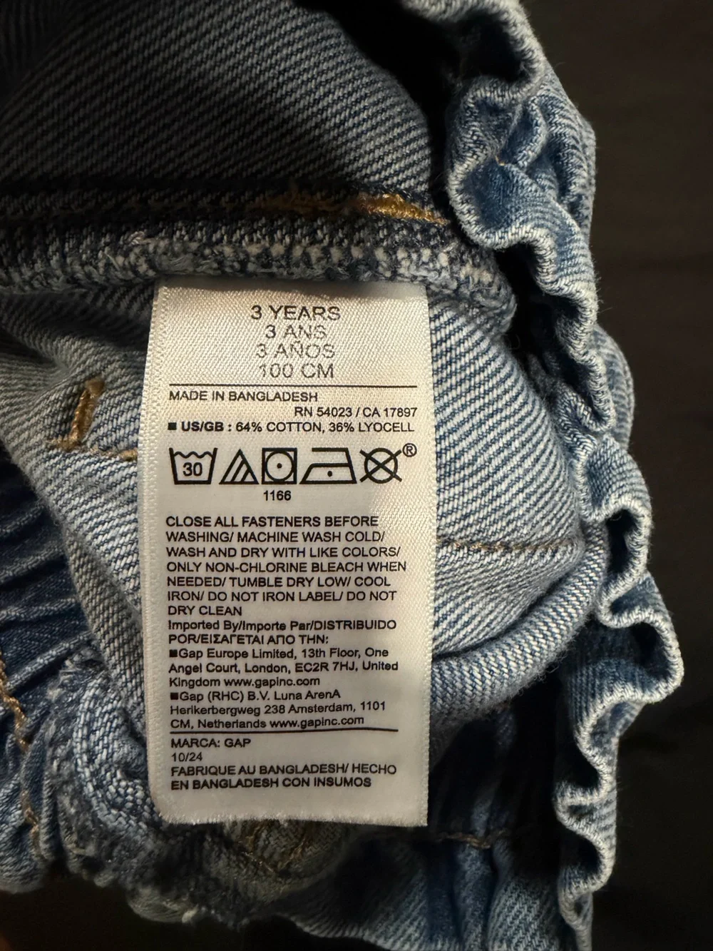 GAP Light Blue Denim Pocket Cargo Skort with Ruffle Elastic Waist Size 3T EUC